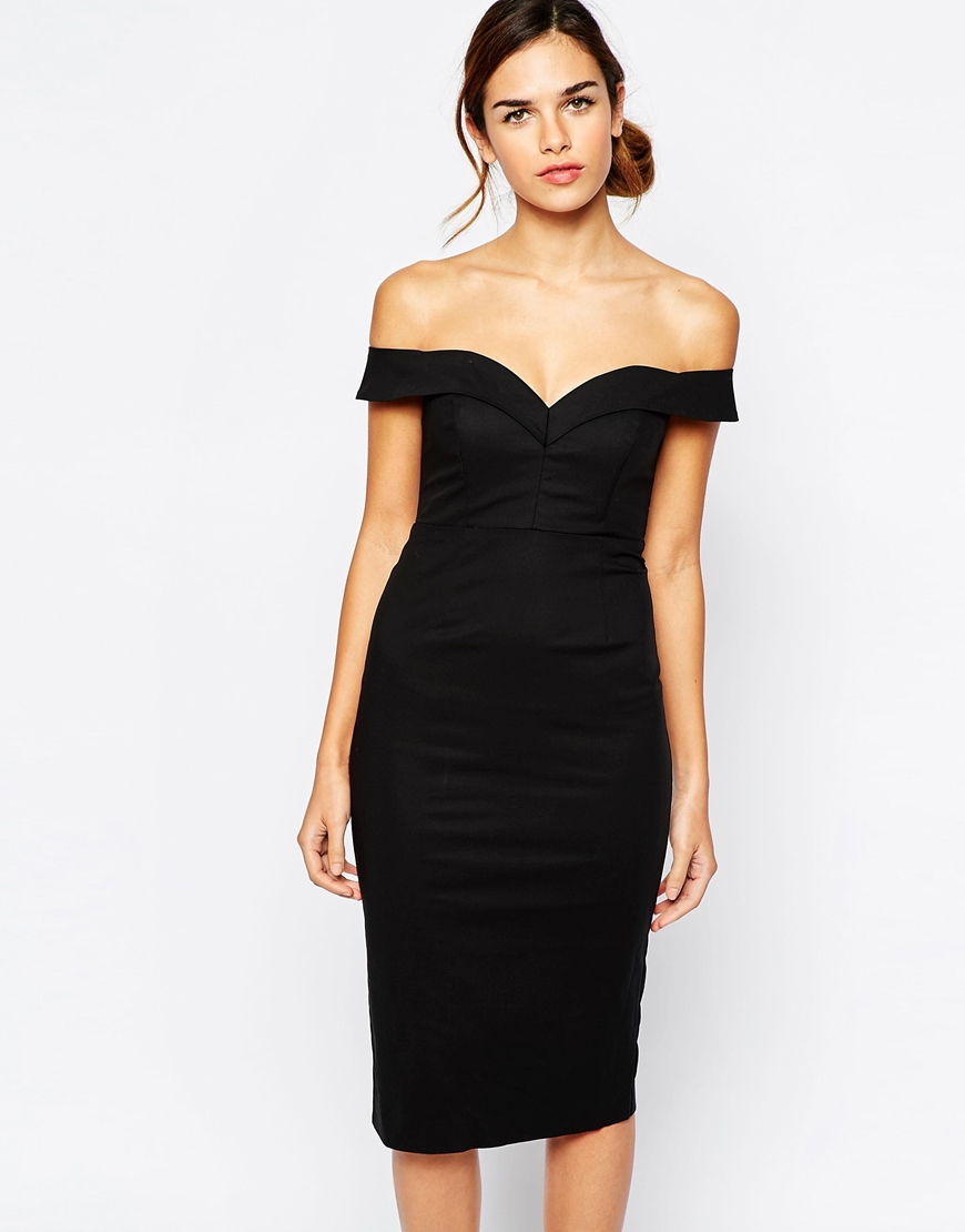 Bardot Sweetheart Off Shoulder Dress in Black | Lyst