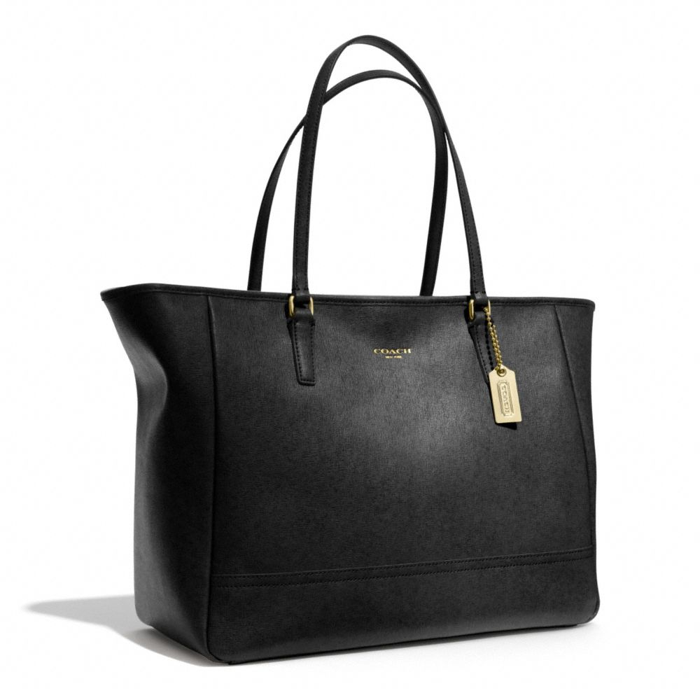 COACH Saffiano Medium City Tote in Black | Lyst