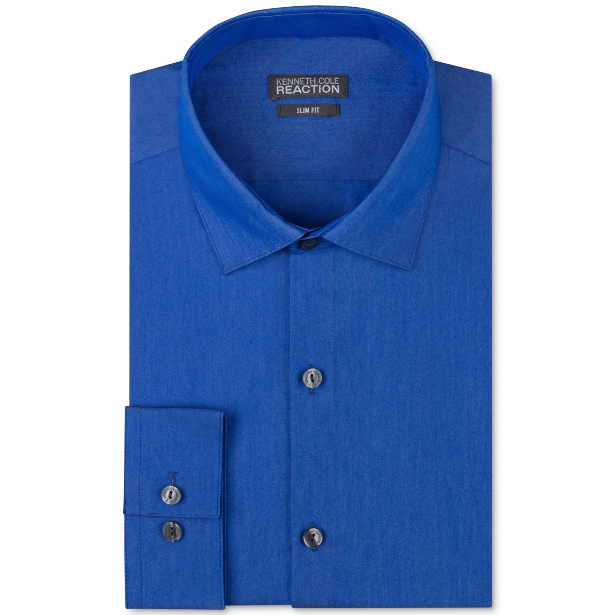 Kenneth Cole Reaction Slim Fit Blue Solid Dress Shirt in Blue for Men ...