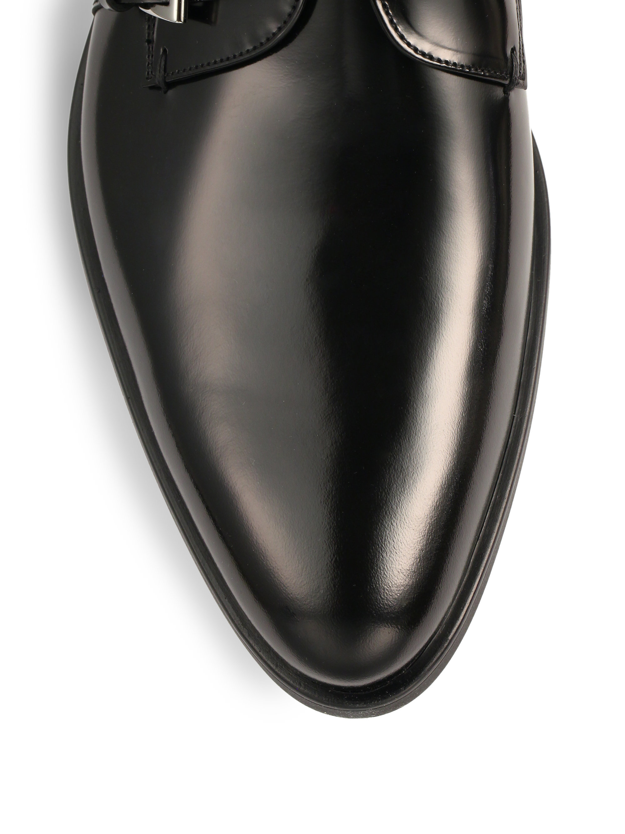 spazzolato leather monk strap loafer