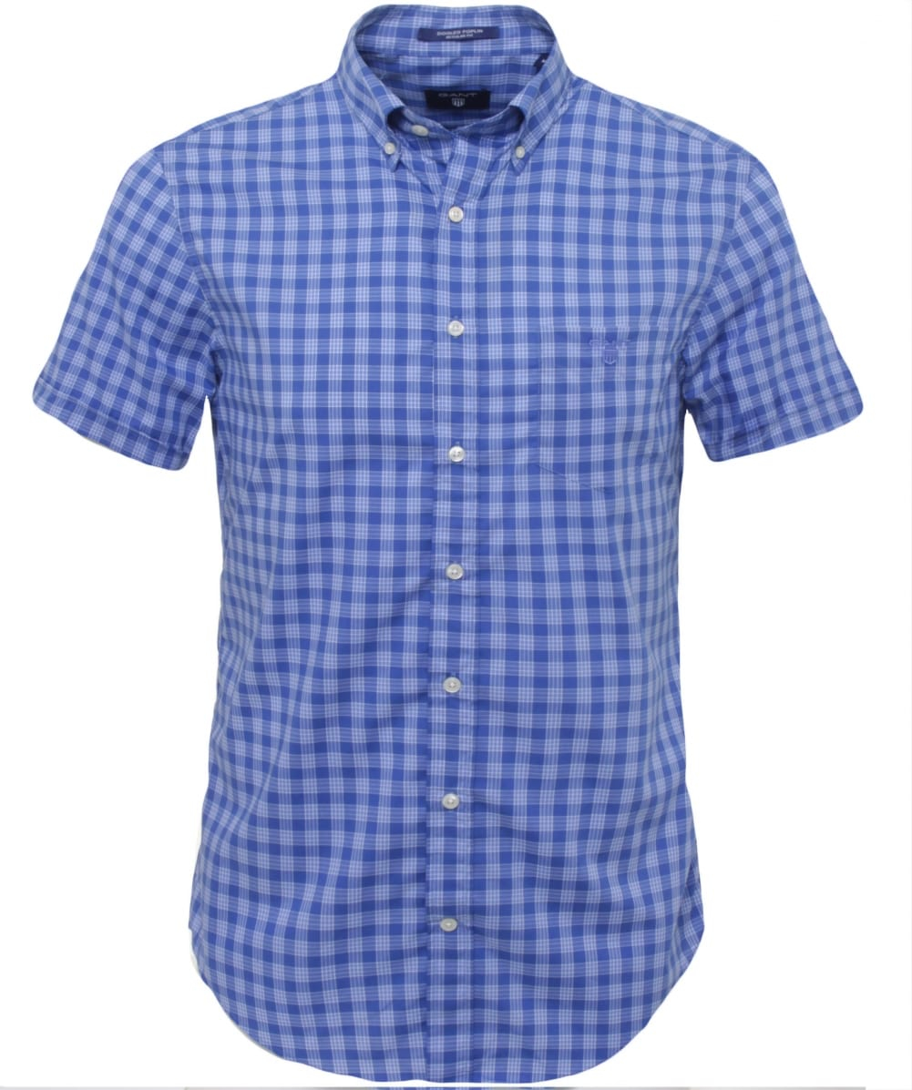 Gant Dogleg Check Short Sleeve Shirt in Blue for Men - Save 53% | Lyst