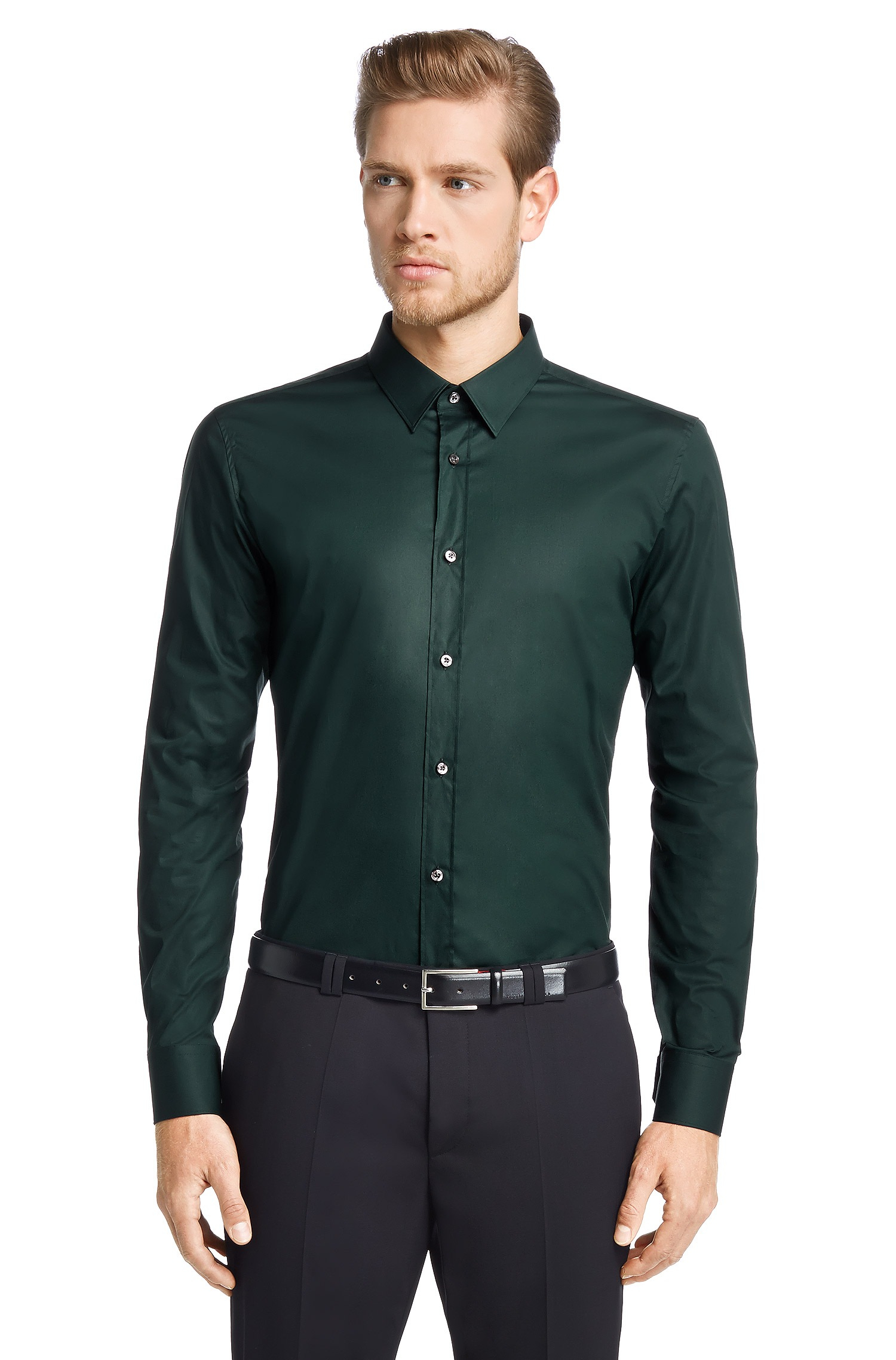 Hugo Slim Fit Business Shirt 'Elisha' With A Kent Collar in Green for