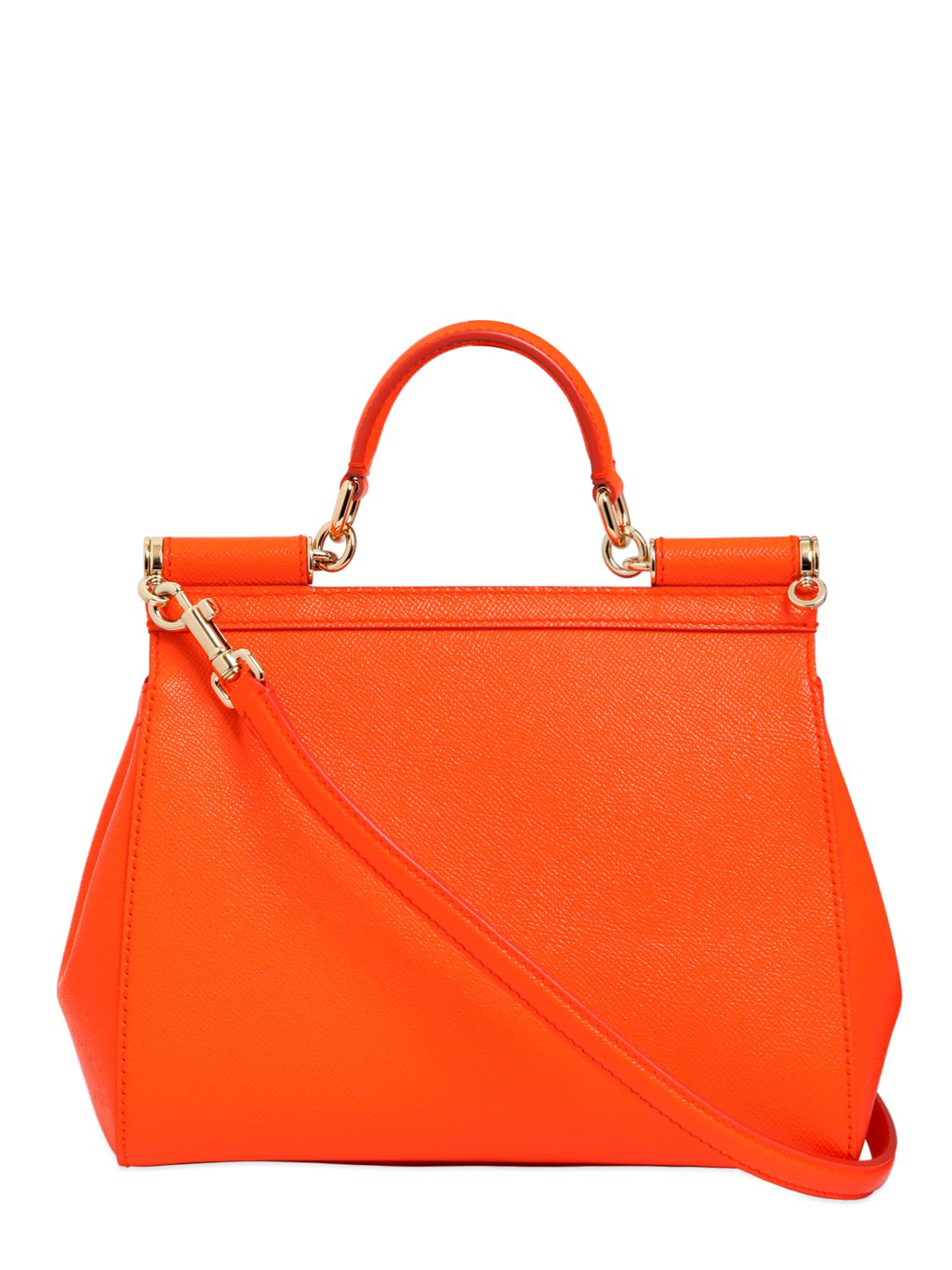 Dolce & gabbana Medium Sicily Dauphine Leather Bag in Orange | Lyst