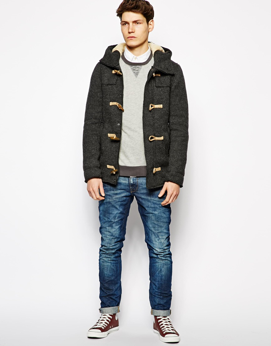 Lyst Pull&Bear Duffle Coat in Gray for Men