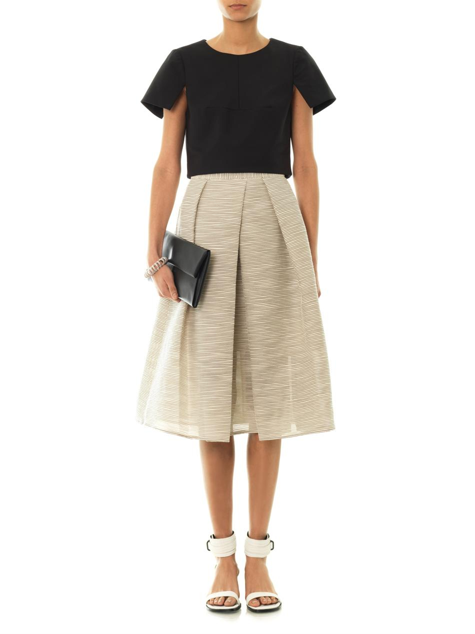 Tibi Raffia Organza Skirt in Natural Lyst
