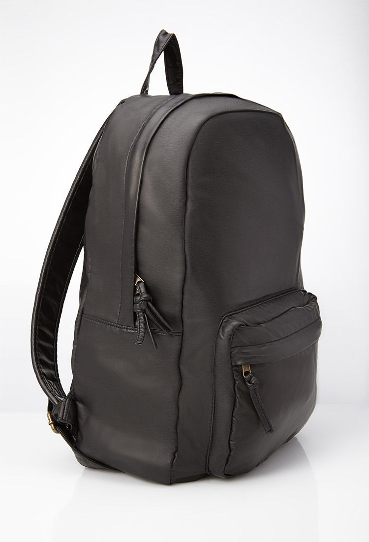 Mens black faux leather backpack Clearance