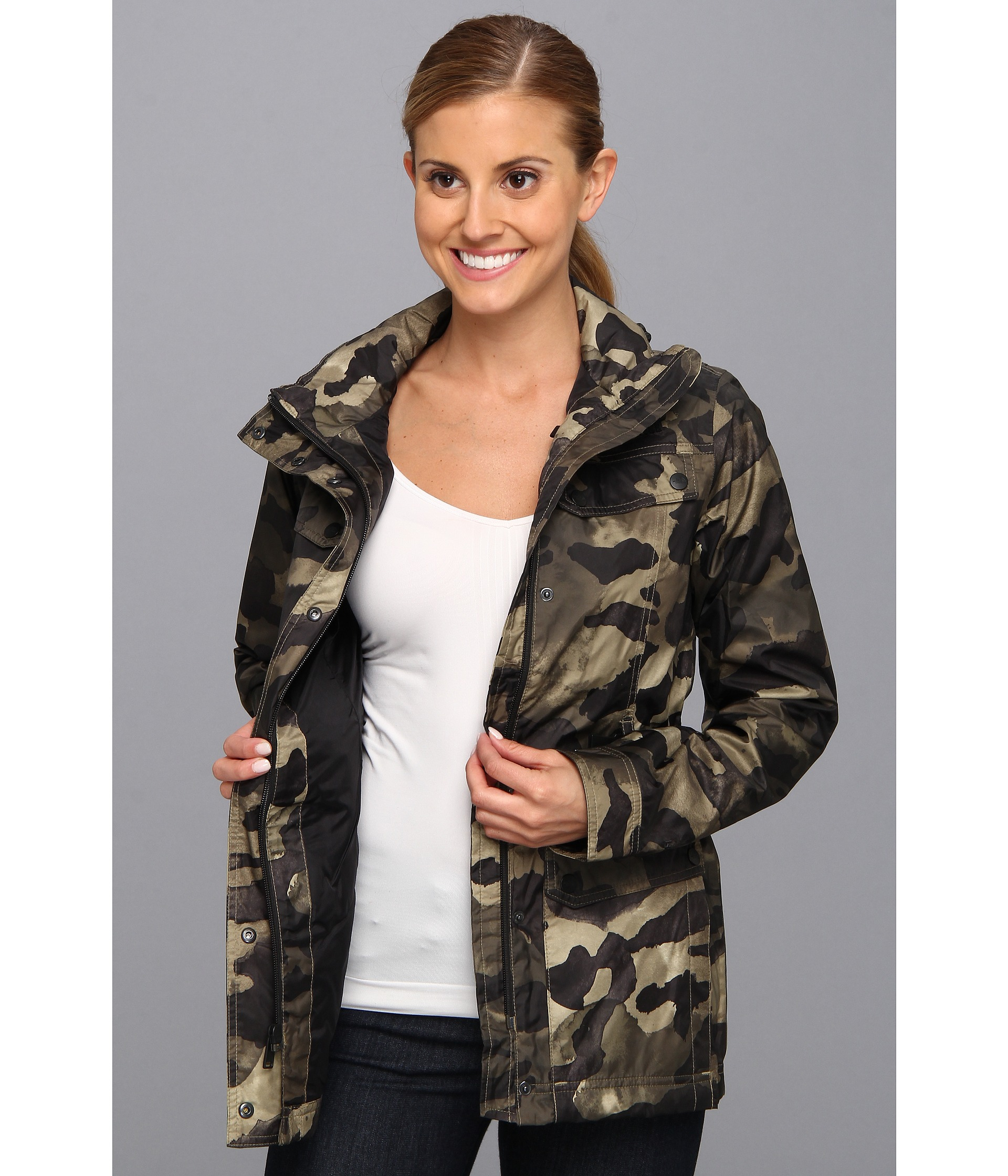 north face camo rain jacket
