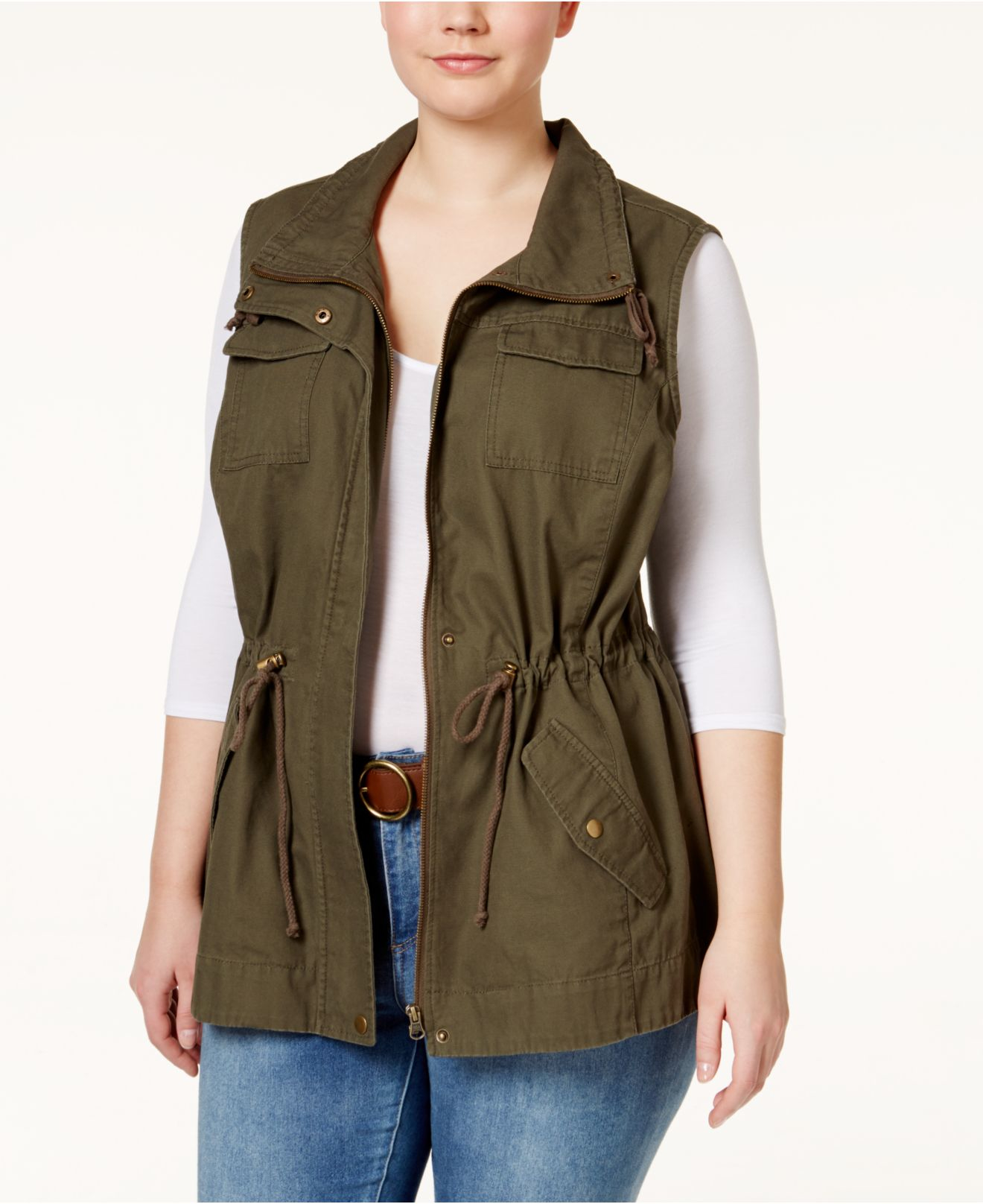 green plus size vest