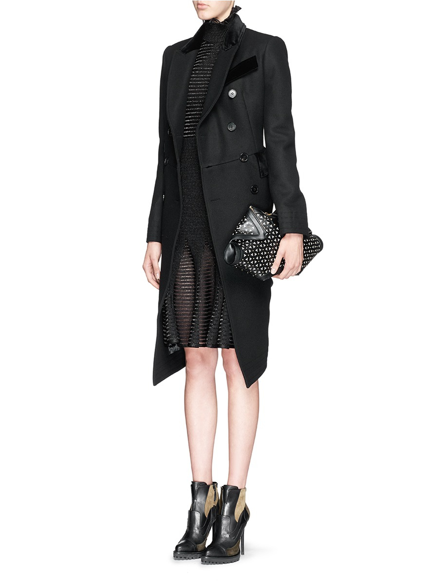 Lyst - Alexander Mcqueen Lurex Stripe Victoriana Neck Knit Dress in Black
