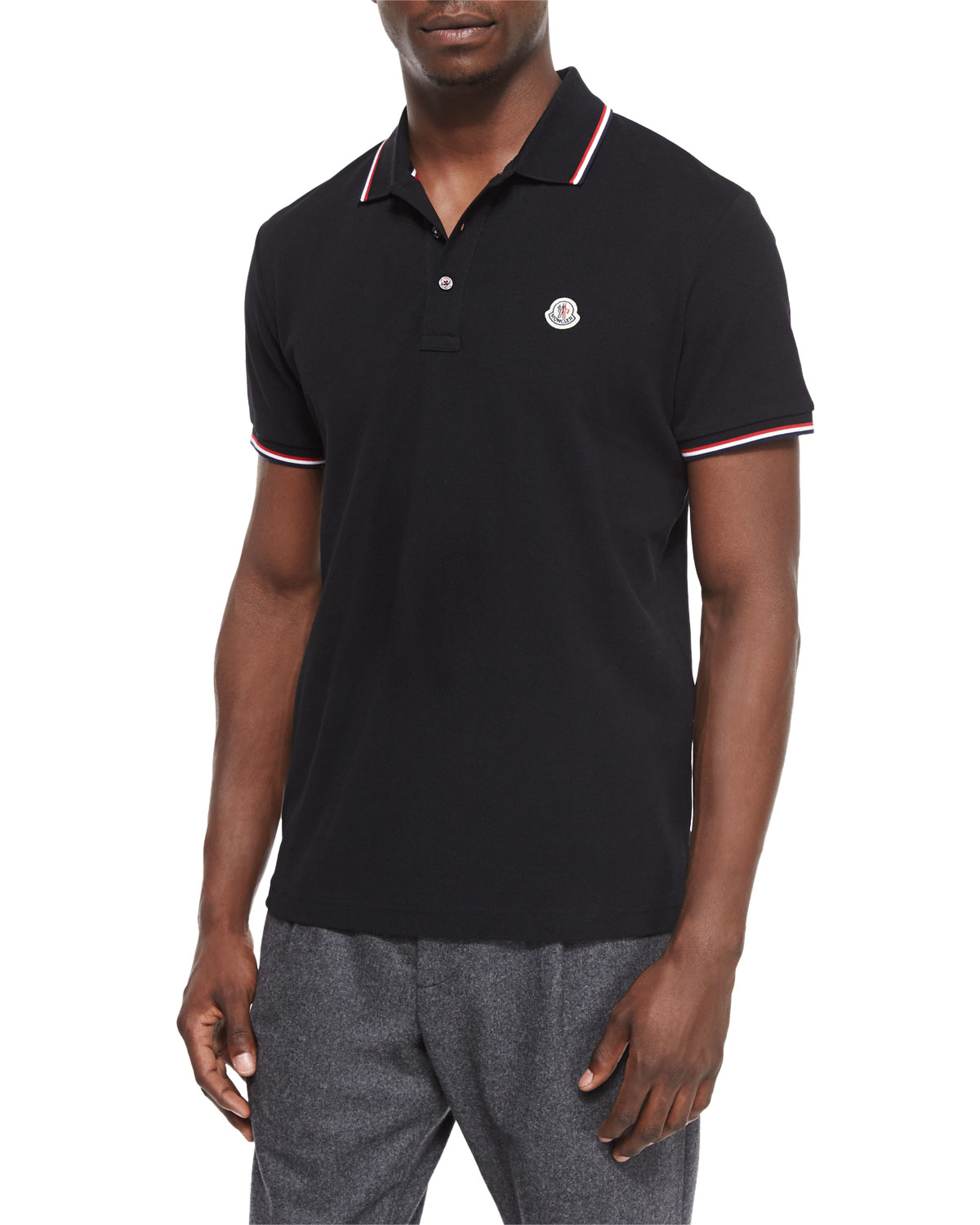 moncler black and grey polo moncler black and grey polo