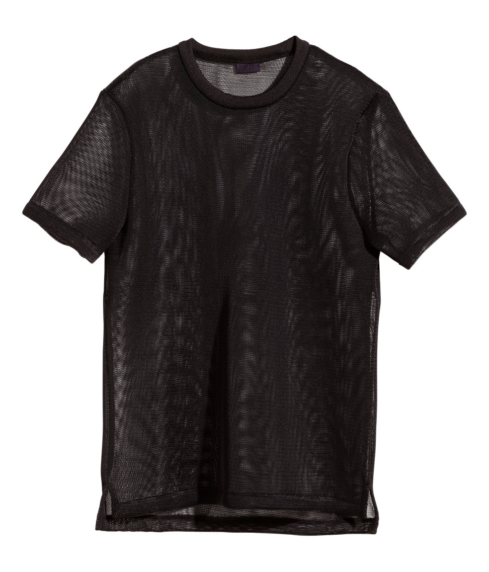 black mesh t shirt mens