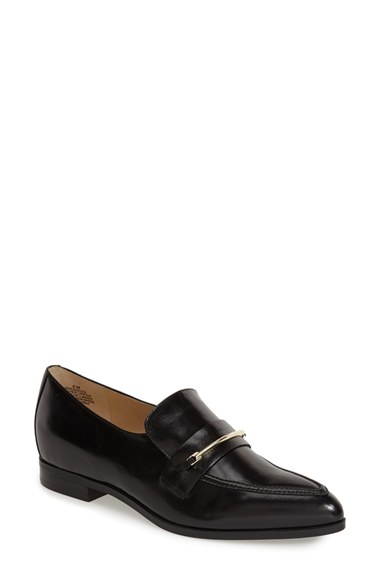 Nine West 'oxidize' Pointy Toe Loafer in Black Leather (Black) - Lyst