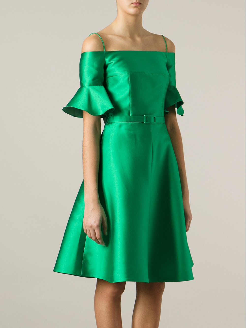 Carven Off Shoulder Dress in Green - Lyst