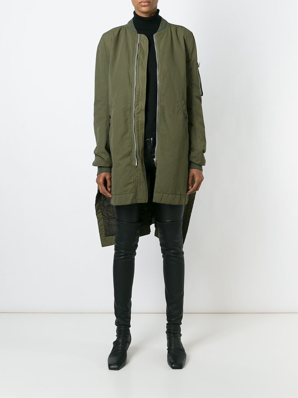 long green bomber jacket