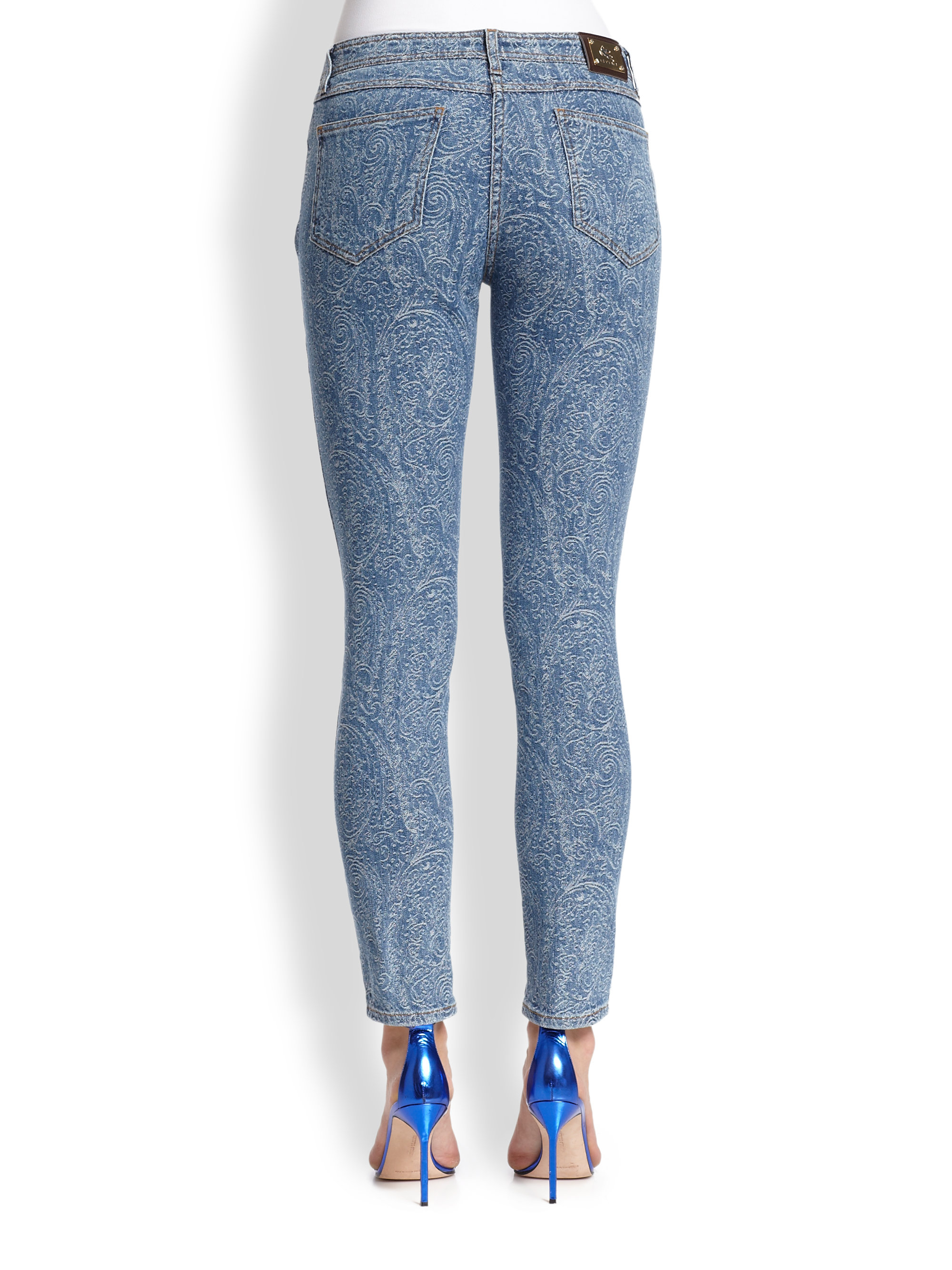 Etro Paisleyprint Skinny Jeans in Blue Lyst