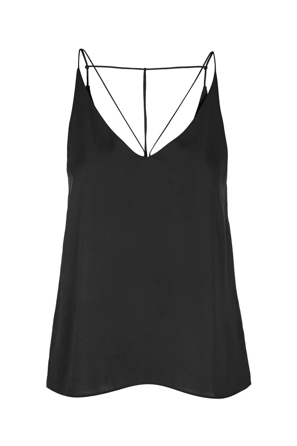 Topshop Tall Strappy Plunge Cami Top in Black | Lyst