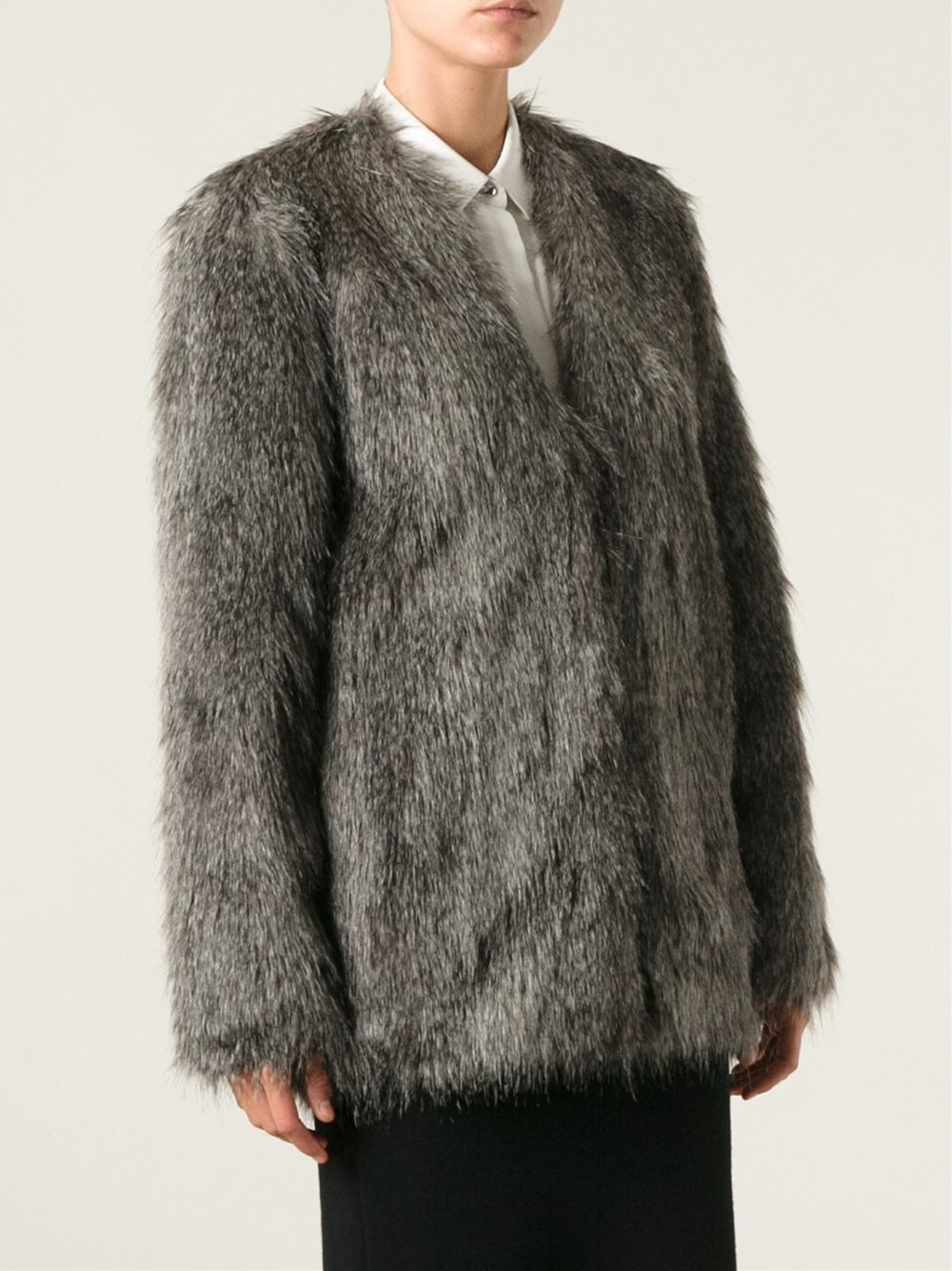 eksotisk Gå ned samtale By Malene Birger 'Zannaz' Faux Fur Coat in Grey (Gray) - Lyst