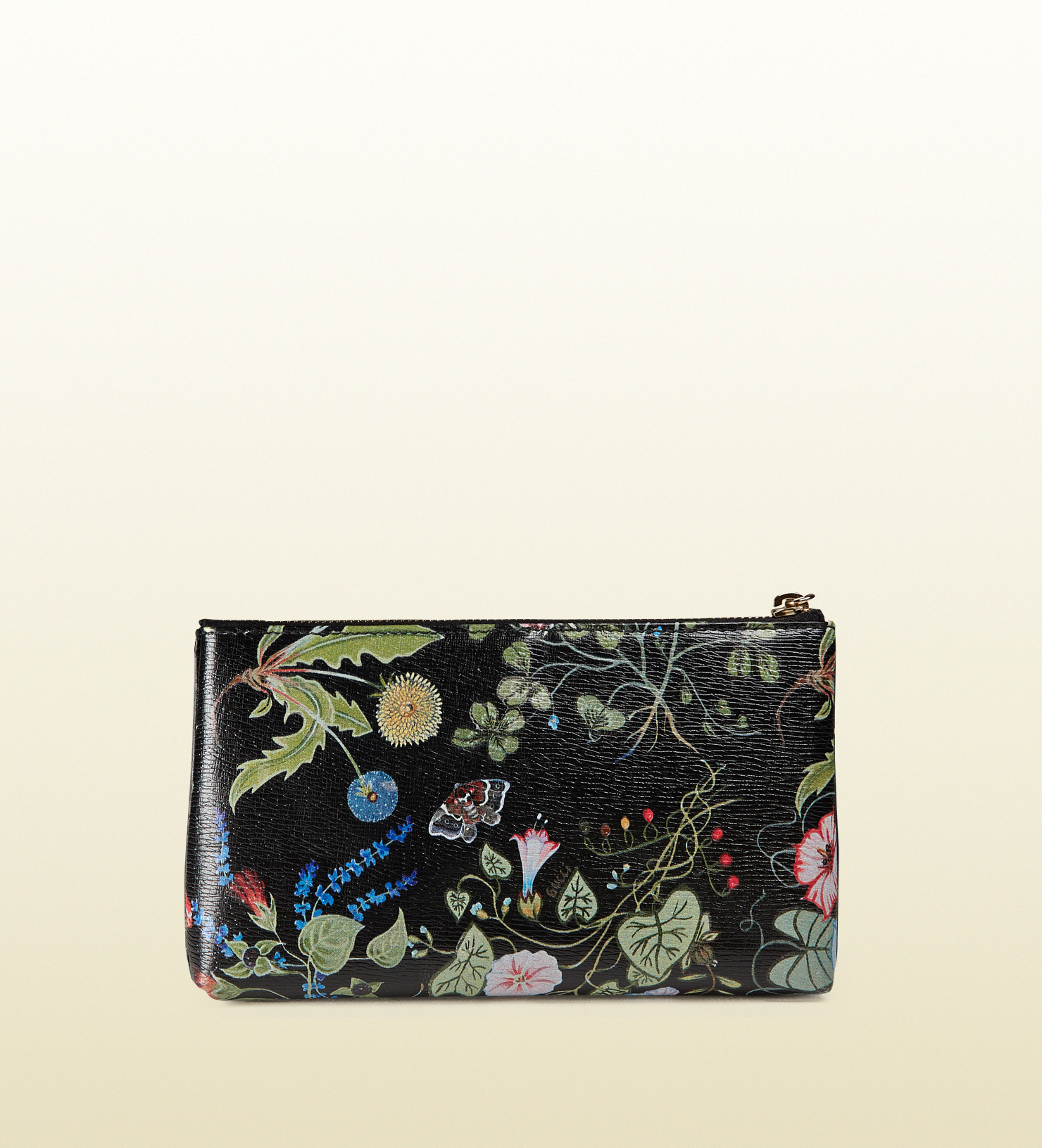 Gucci Flora Knight Print Leather Pouch in Black for Men | Lyst
