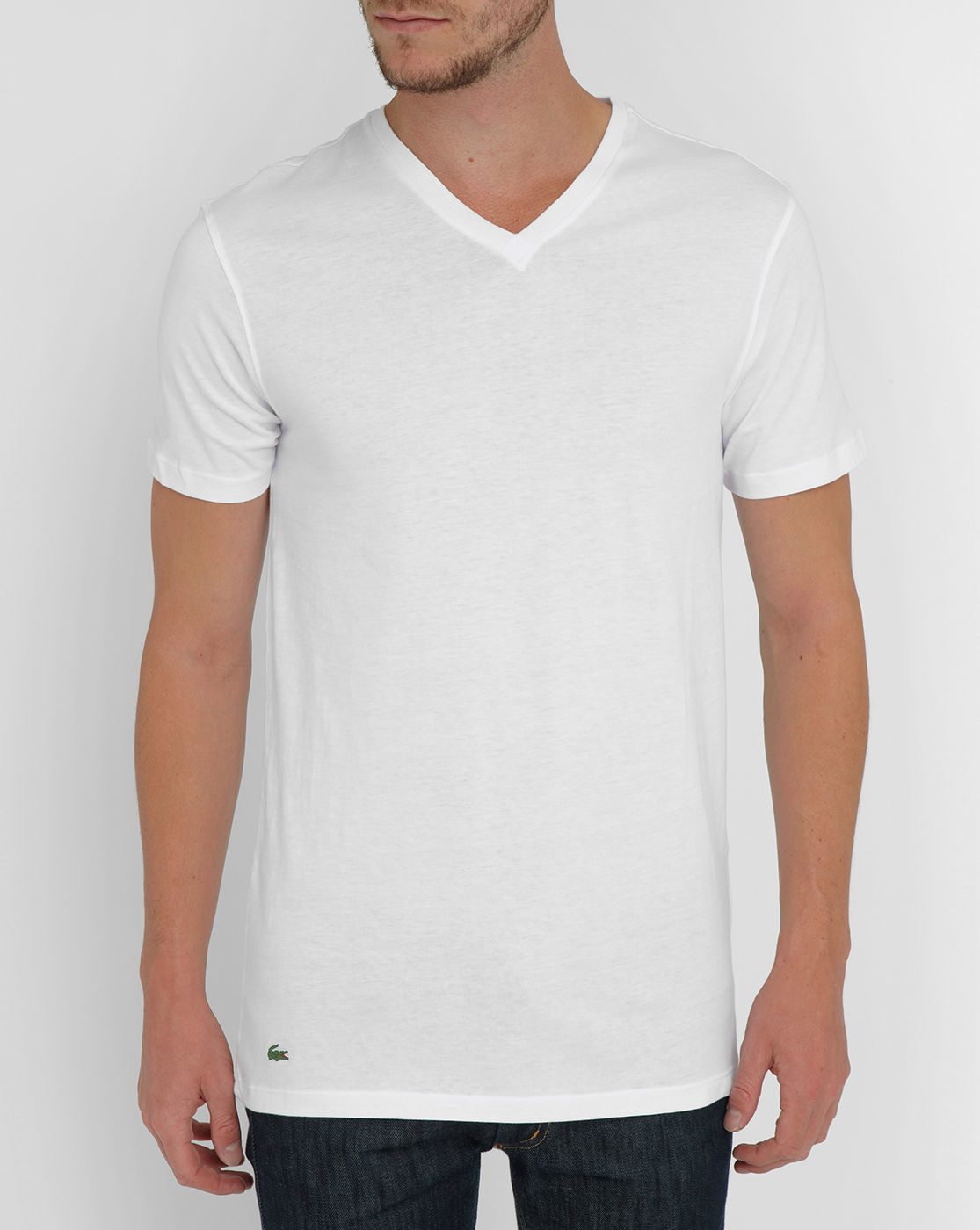 Lacoste 3-pack White Pima V-neck T-shirts in White for Men | Lyst
