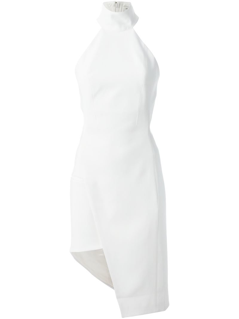 asymmetric halter neck dress