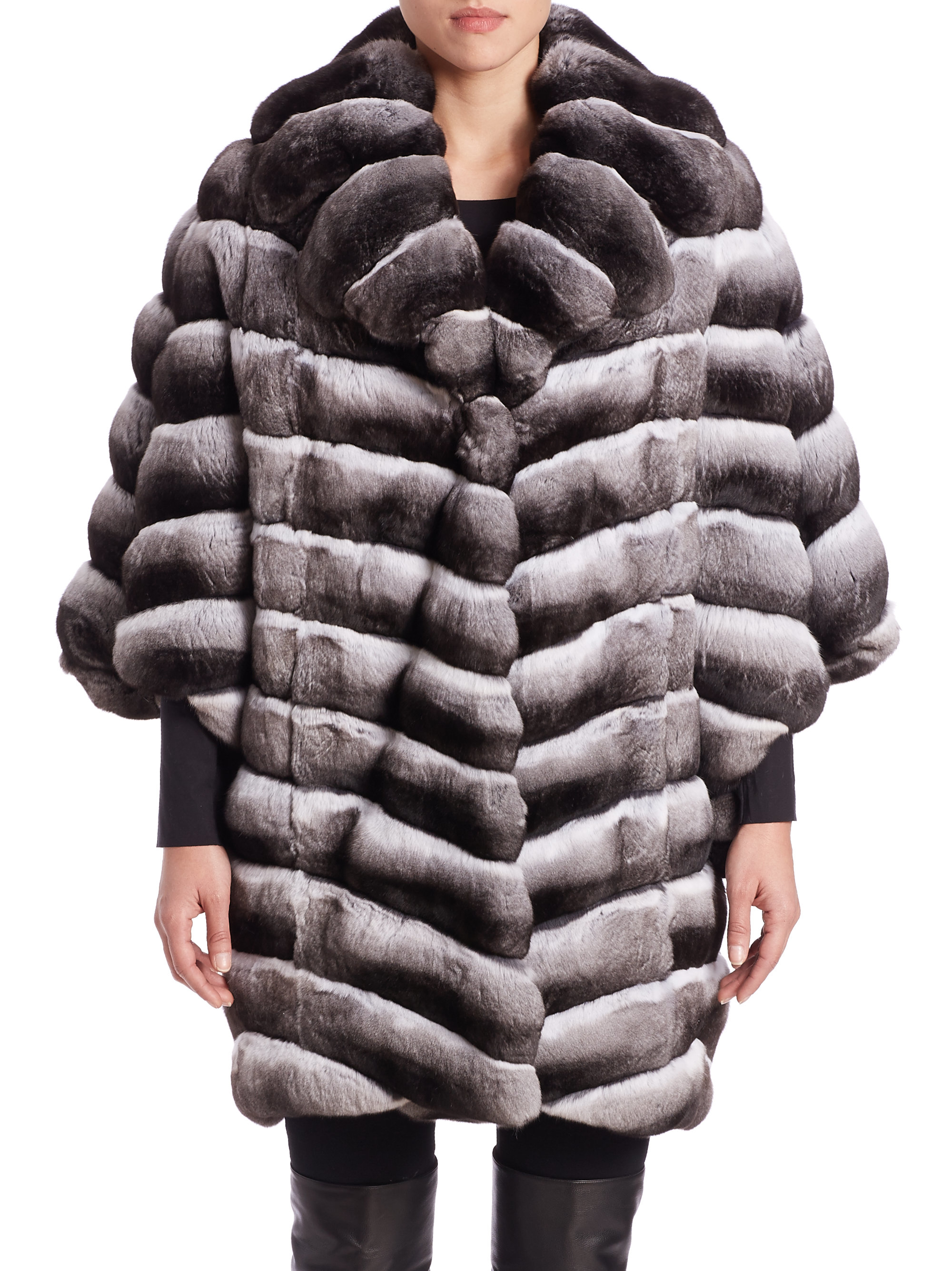 Saks Fifth Avenue Chinchilla Fur Coat in Gray | Lyst