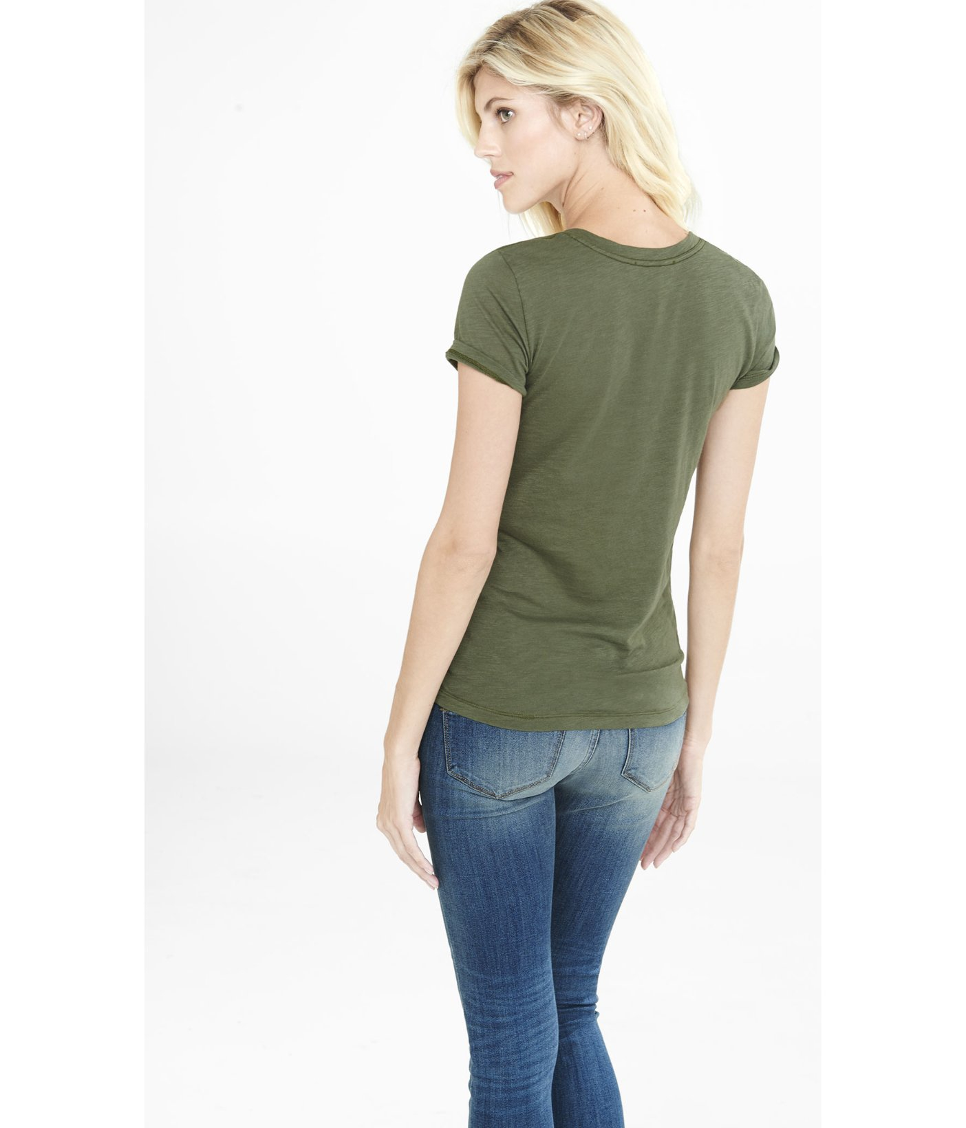 Express One Eleven Deep V-neck Tee in 