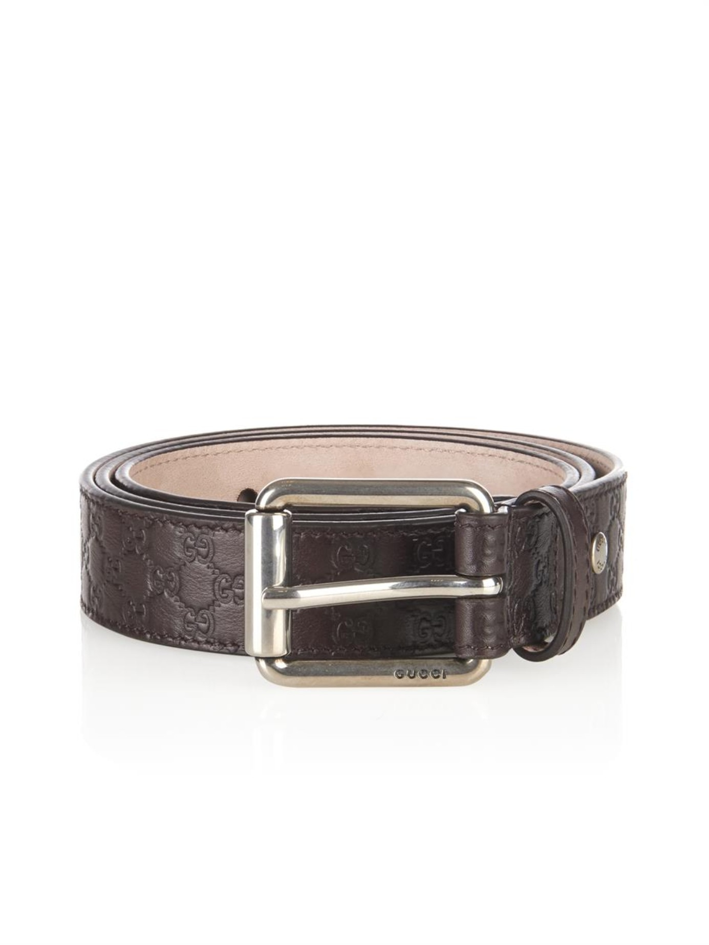 Gucci Debossed-Logo Leather Belt in Brown for Men - Lyst