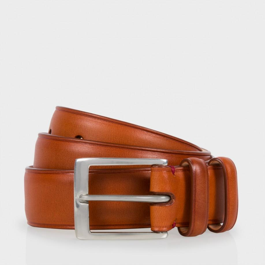 Paul Smith Men&#39;s Tan Leather Double Keeper Suit Belt in Brown for Men - Lyst