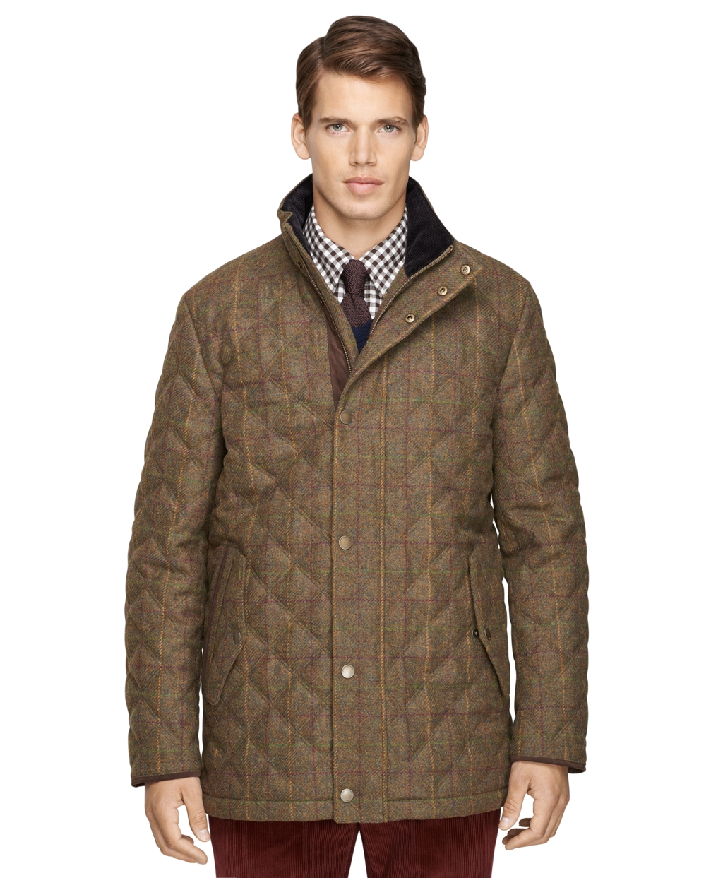 Lyst - Brooks Brothers Tattersall Diamond Quilted Jacket in Green for Men