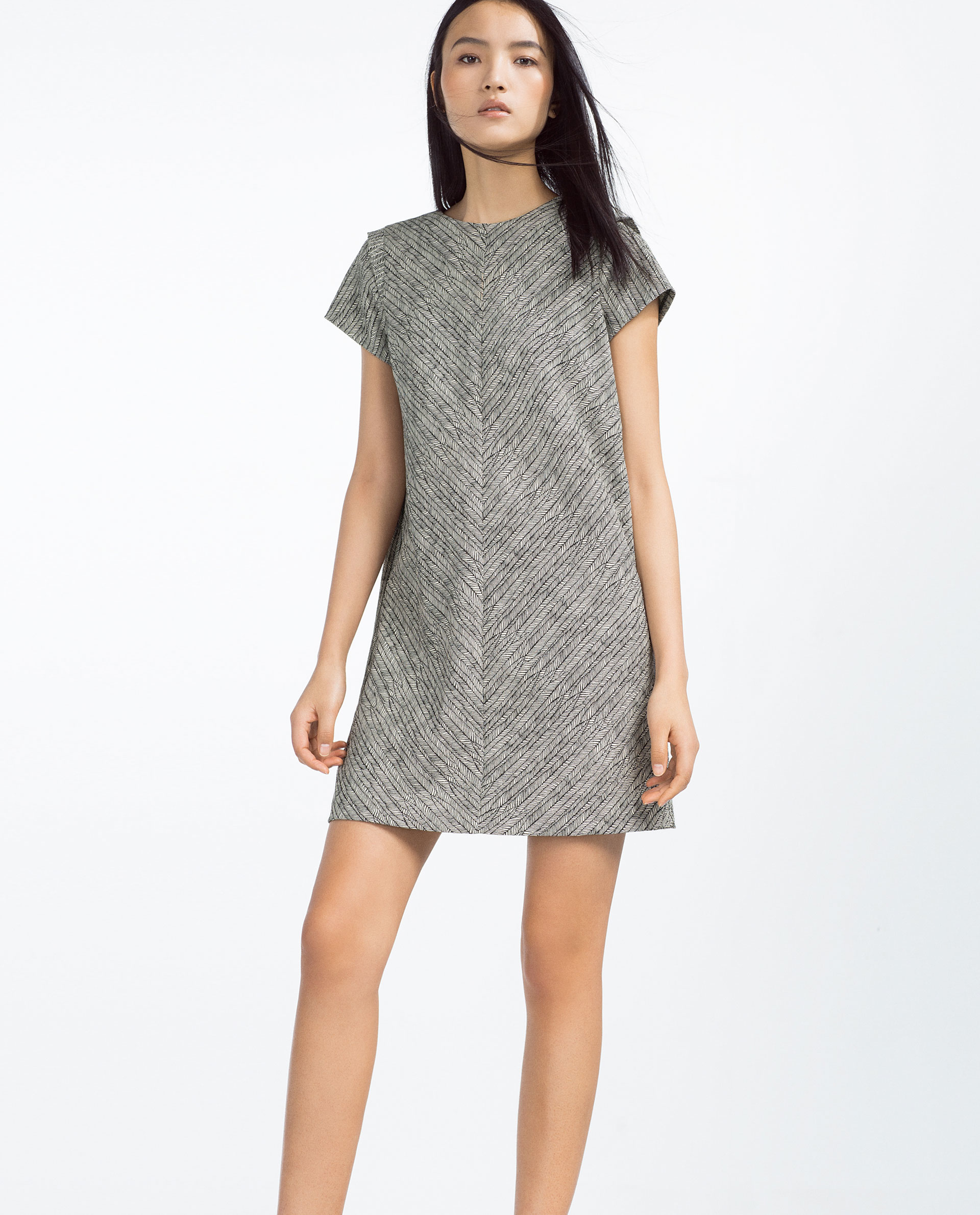 Zara Straight Jacquard Dress in Black Lyst