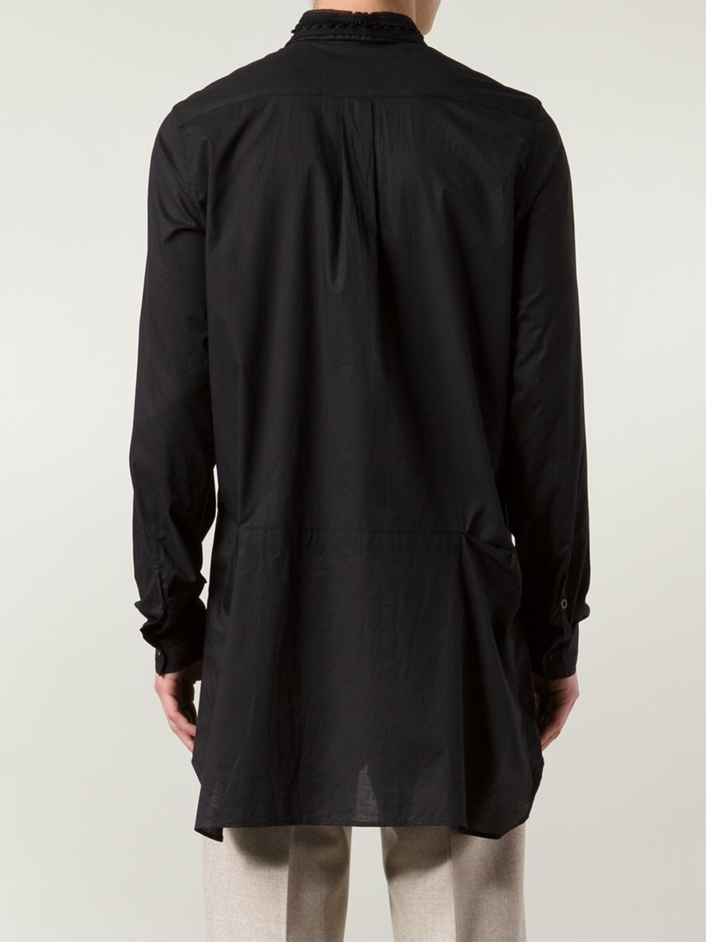 Ann demeulemeester Tassel Collar Long Shirt in Black for Men | Lyst