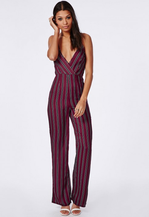 purple striped jumpsuit