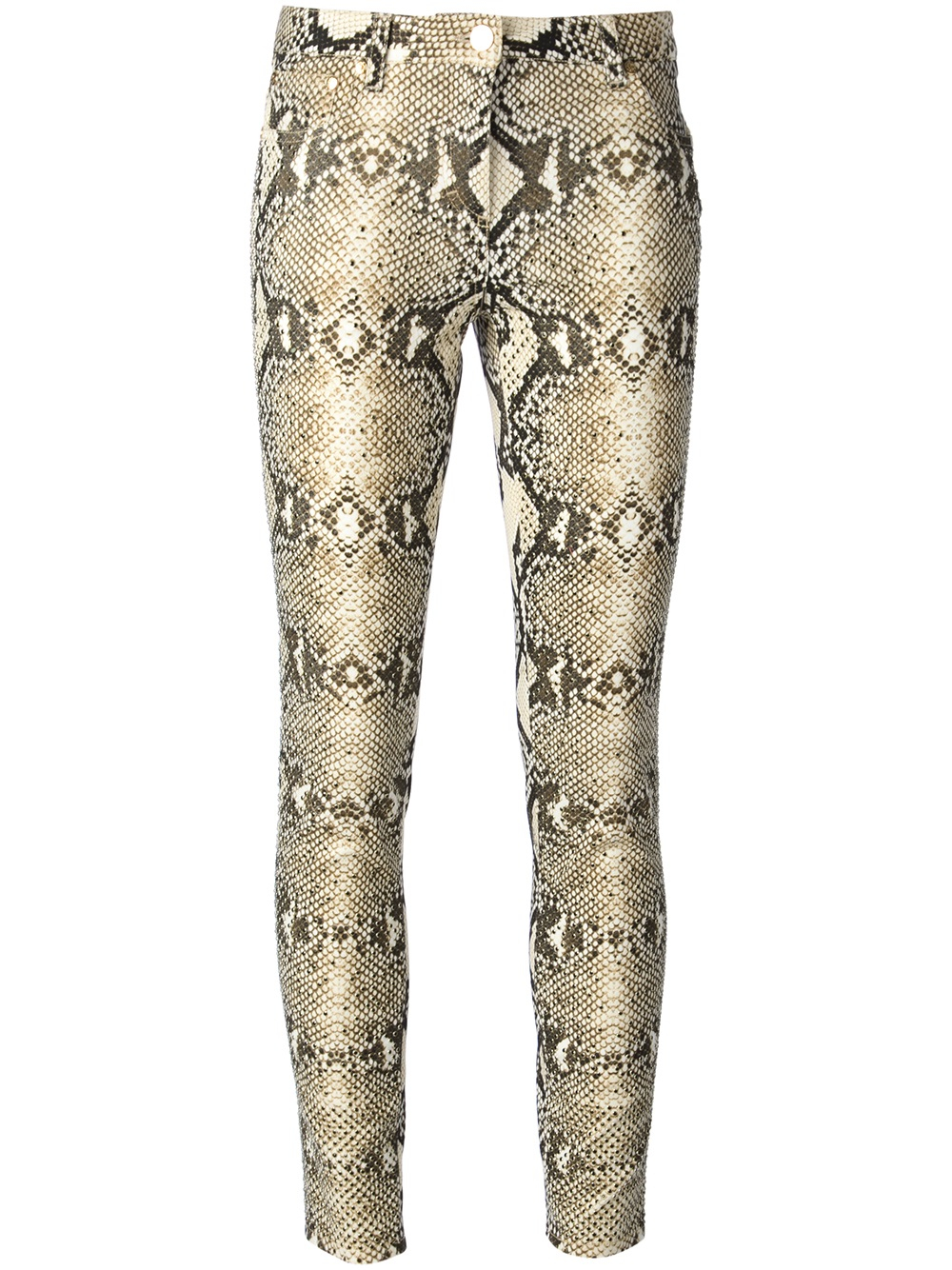 Roberto Cavalli Snakeskin Print Skinny Jeans in Brown - Lyst