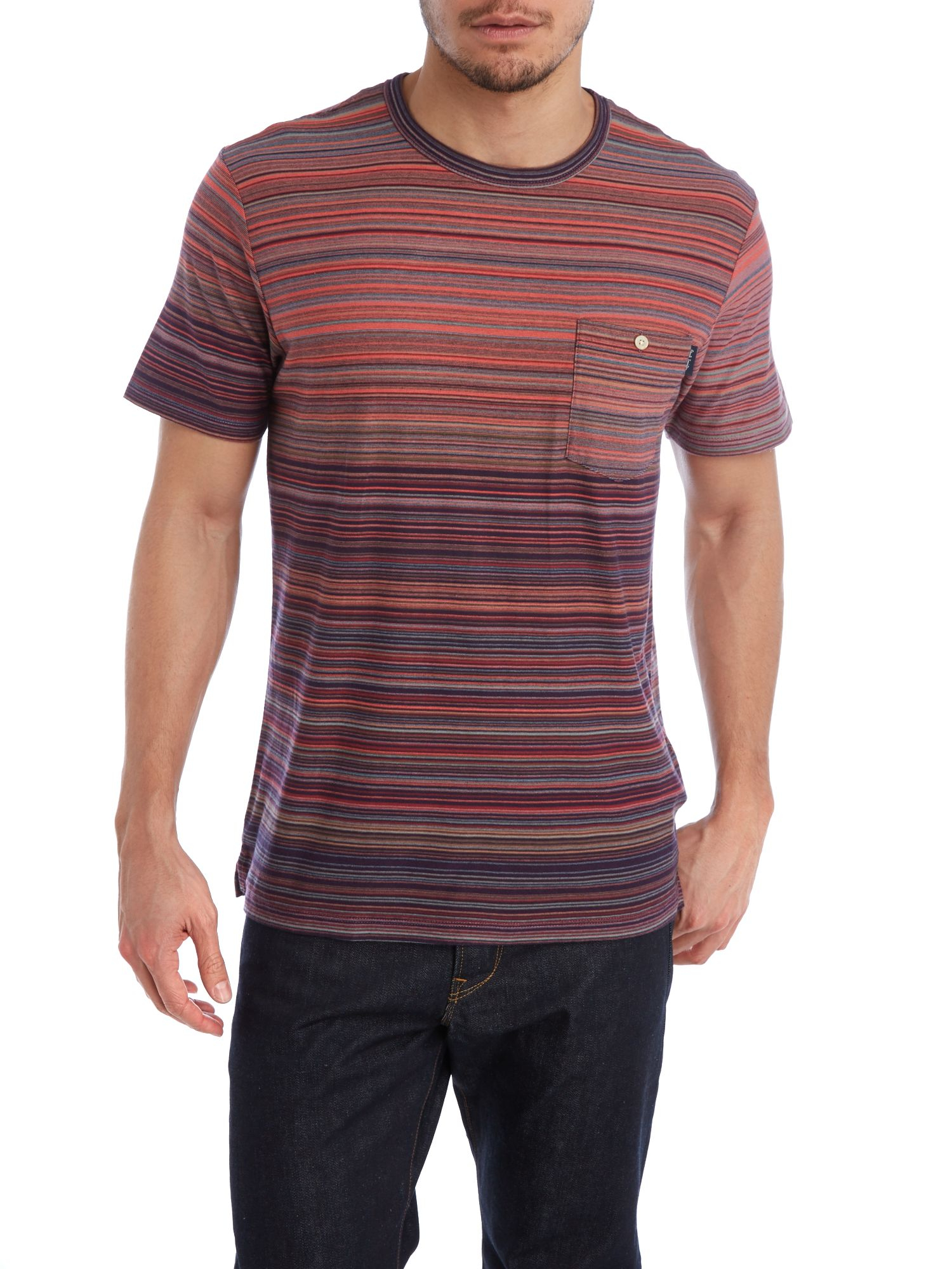 Paul Smith Denim Multi Stripe T Shirt for Men - Lyst