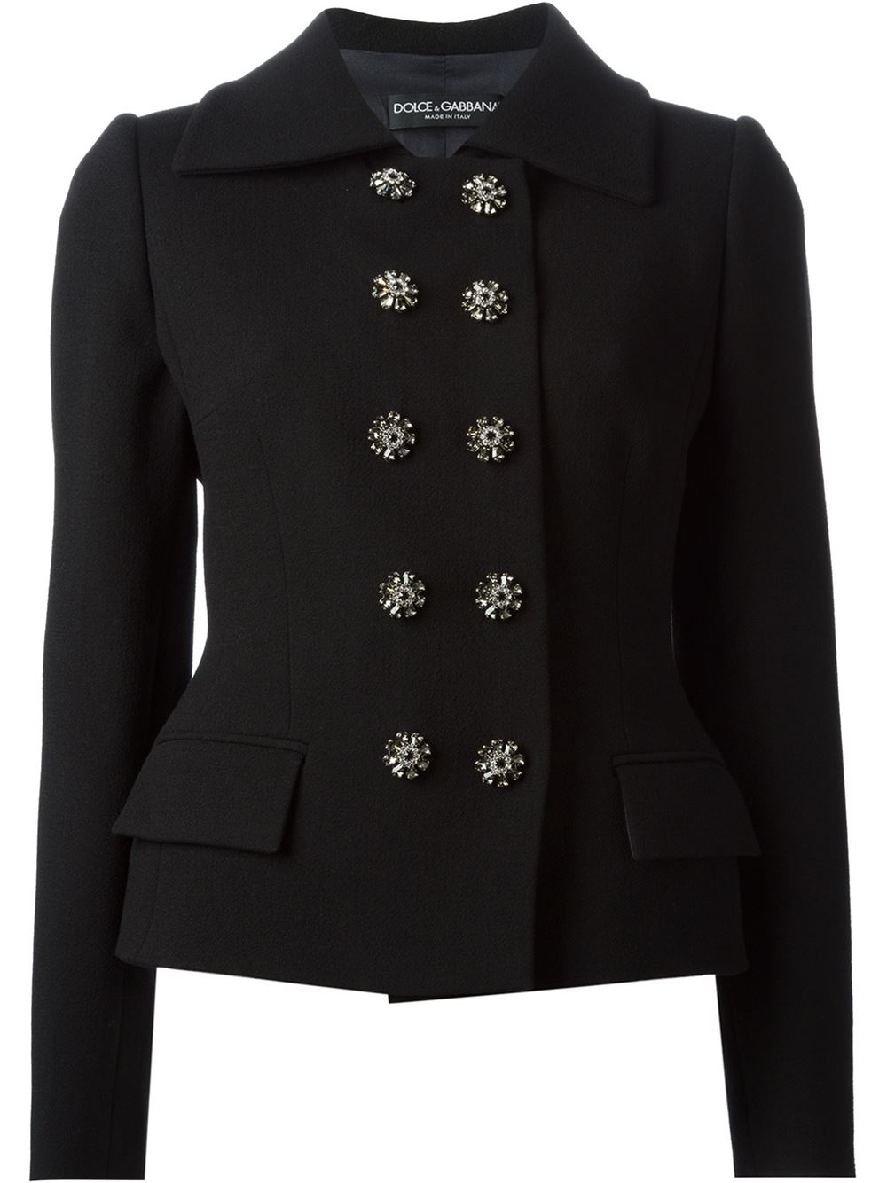 Dolce & Gabbana Jewel Buttons Short Coat in Black - Lyst