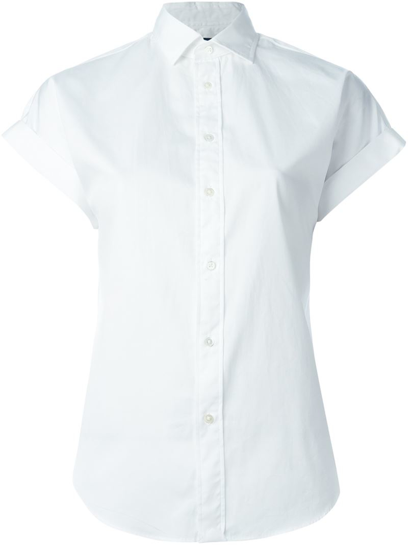 white polo short sleeve button up