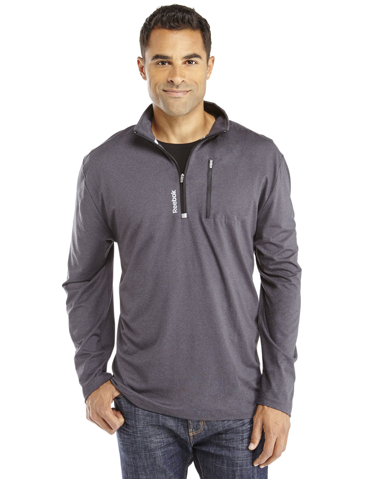 Download Lyst - Reebok Quarter Zip Mock Neck Shirt in Gray for Men