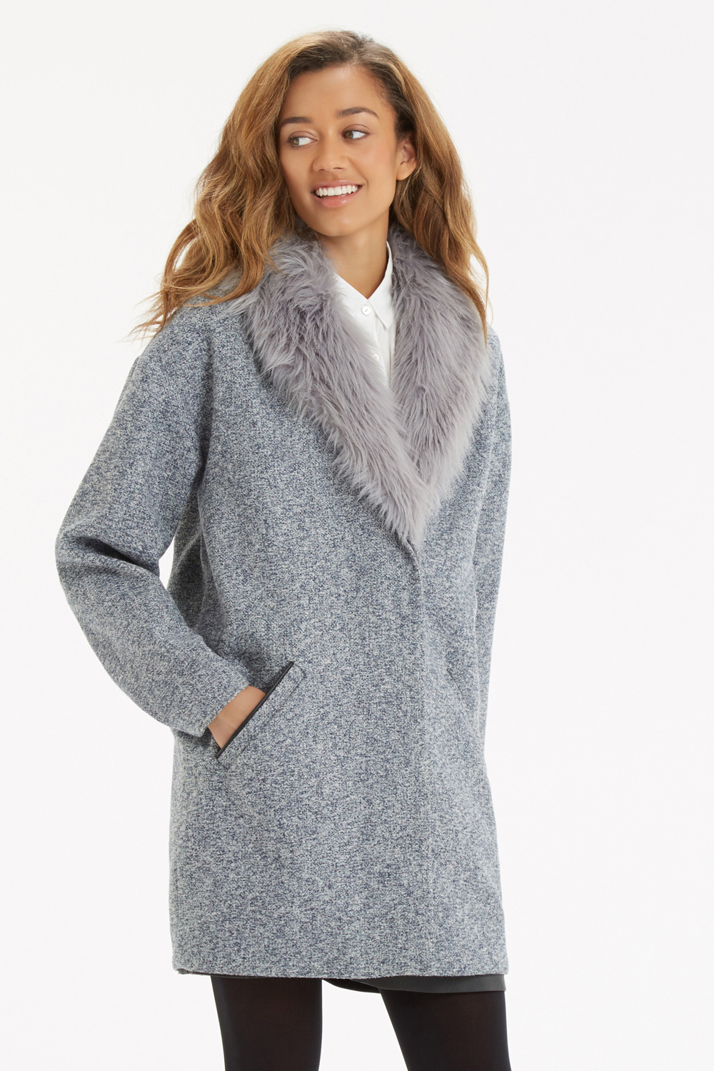 Asos Oasis 60s Faux Fur Coat In Gray Lyst Oasis Animal Faux Fur Coat 4