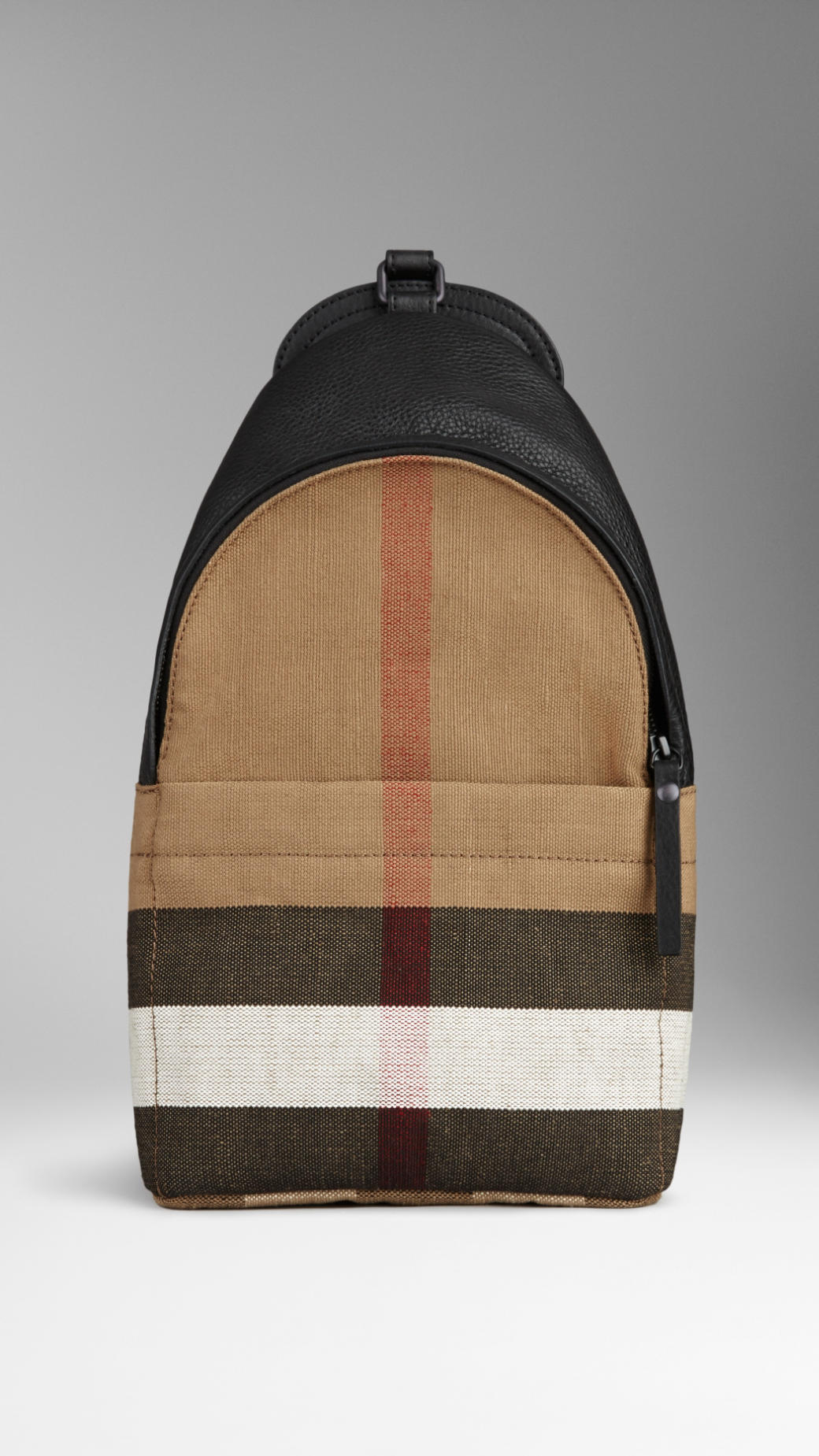 Burberry Single Strap Canvas Check Backpack in Black for Men | Lyst