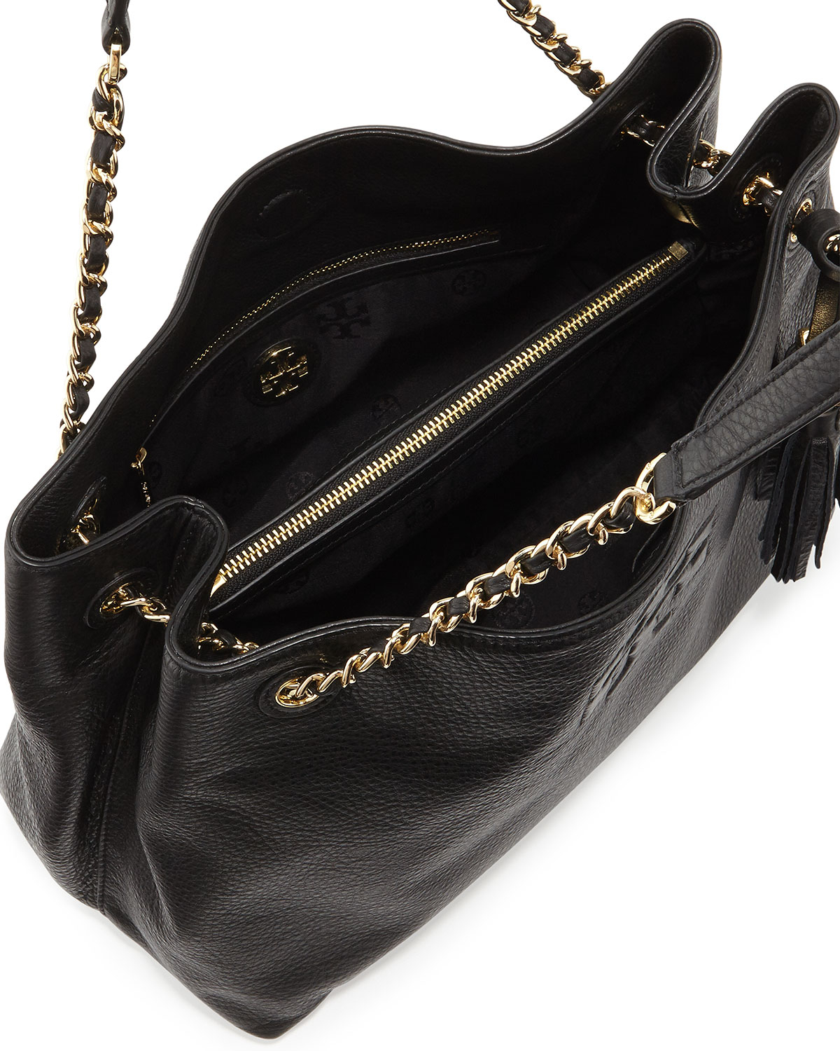 Tory burch Thea Large Chain Tote Bag in Black | Lyst