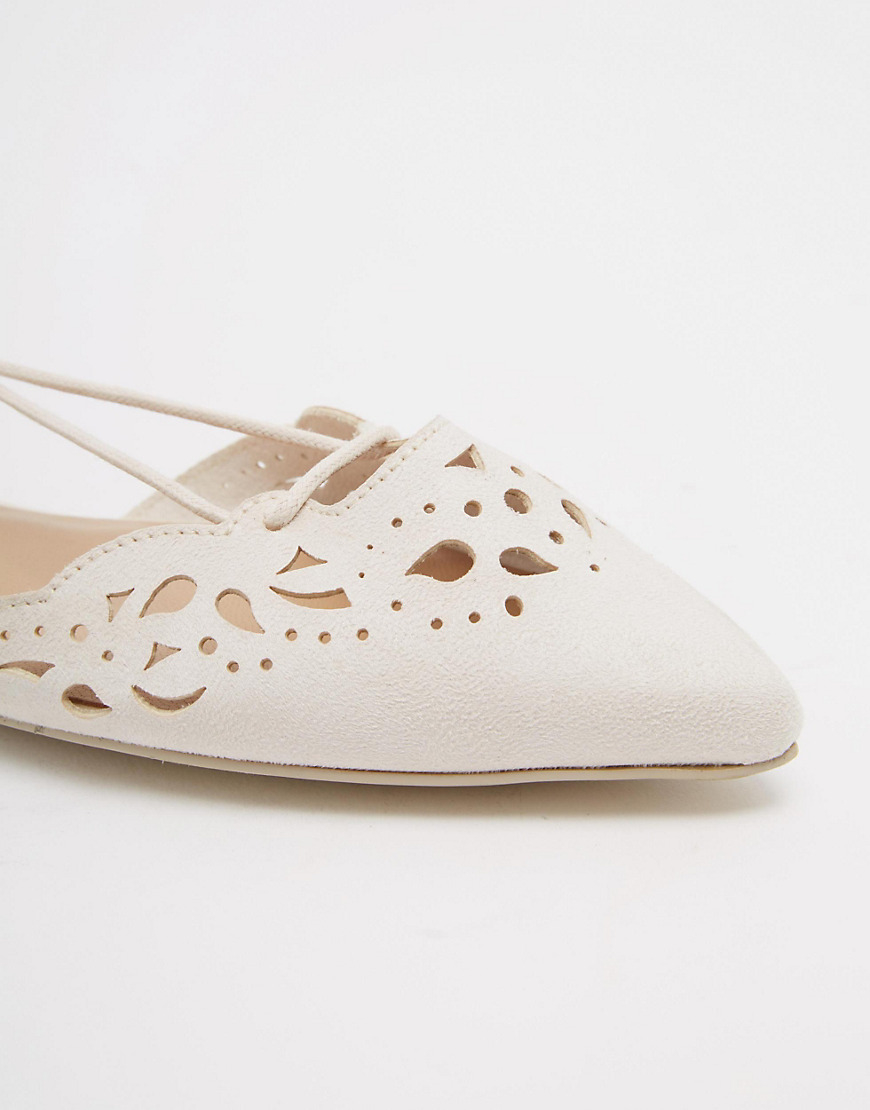 Aldo Ldo Harmony Nude Laser Cut Ghillie Lace Up Flat Shoes