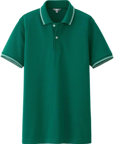 Uniqlo Men Dry Pique Line Short Sleeve Polo Shirt in Green for Men | Lyst