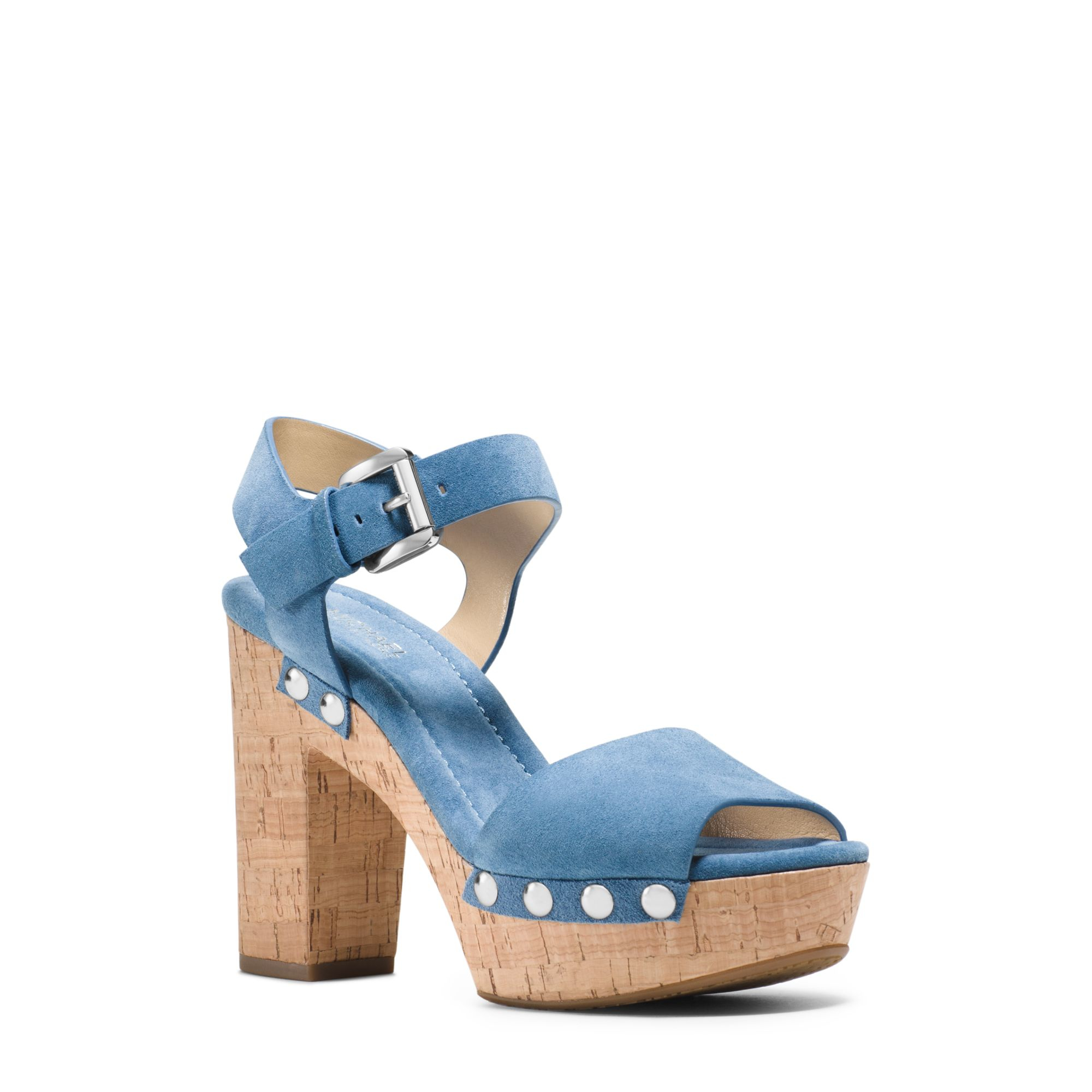 Michael Kors Hayden Suede Platform Sandal in Blue | Lyst