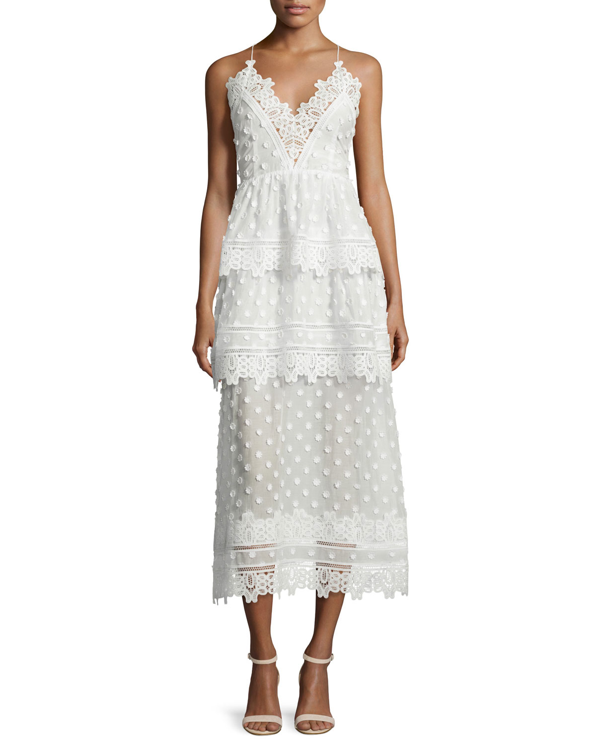 lace trim midi dress