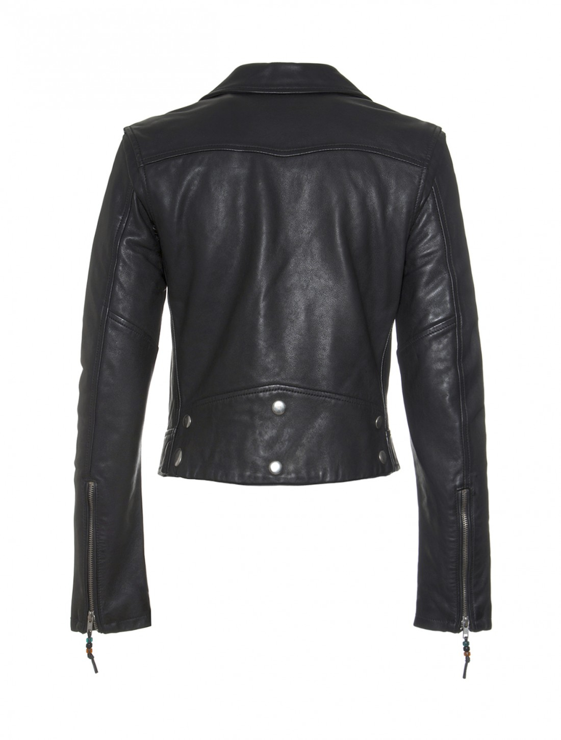 Blk dnm Long Sleeve Cropped Leather Moto Jacket in Black | Lyst