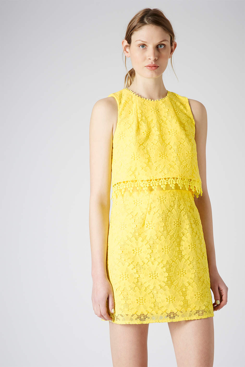 topshop yellow lace dress