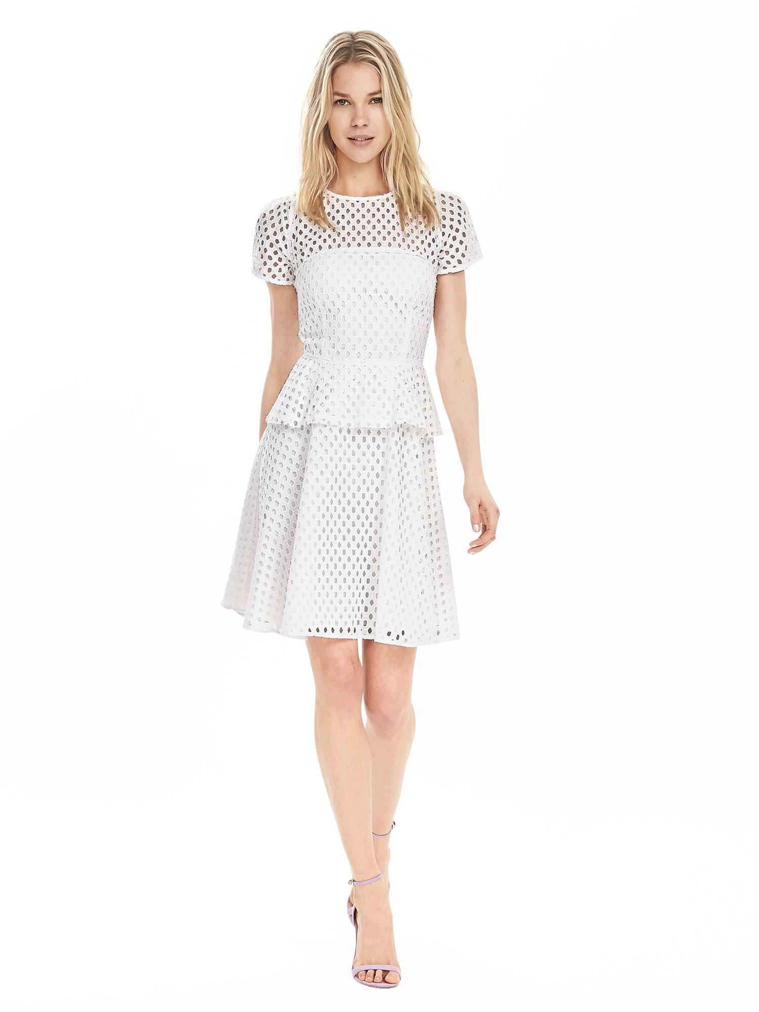 banana republic geo lace peplum dress in white lyst banana republic geo lace peplum dress in white lyst