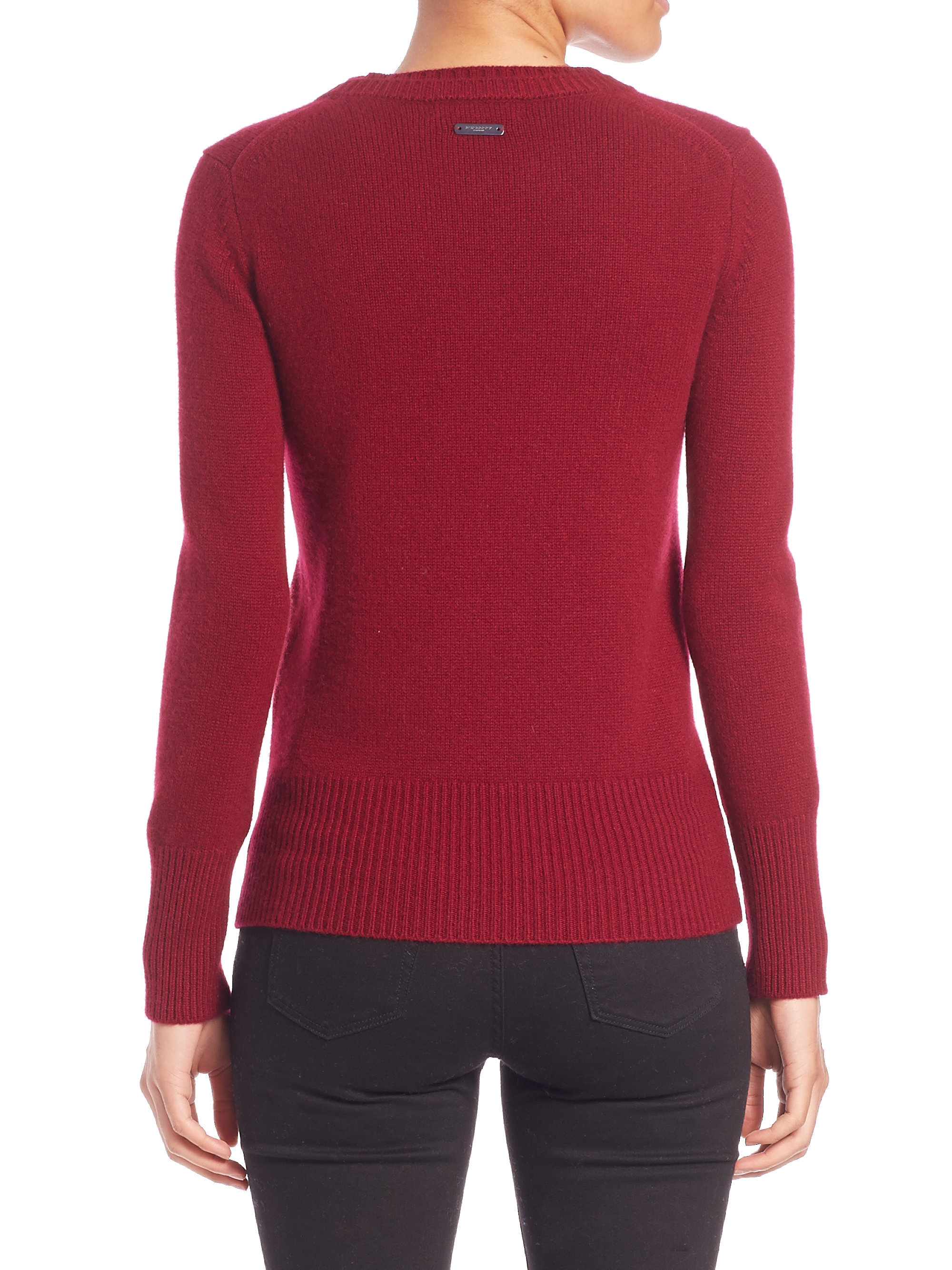 Burberry Cherry Pink Cashmere Knit Sweater in Red - Lyst