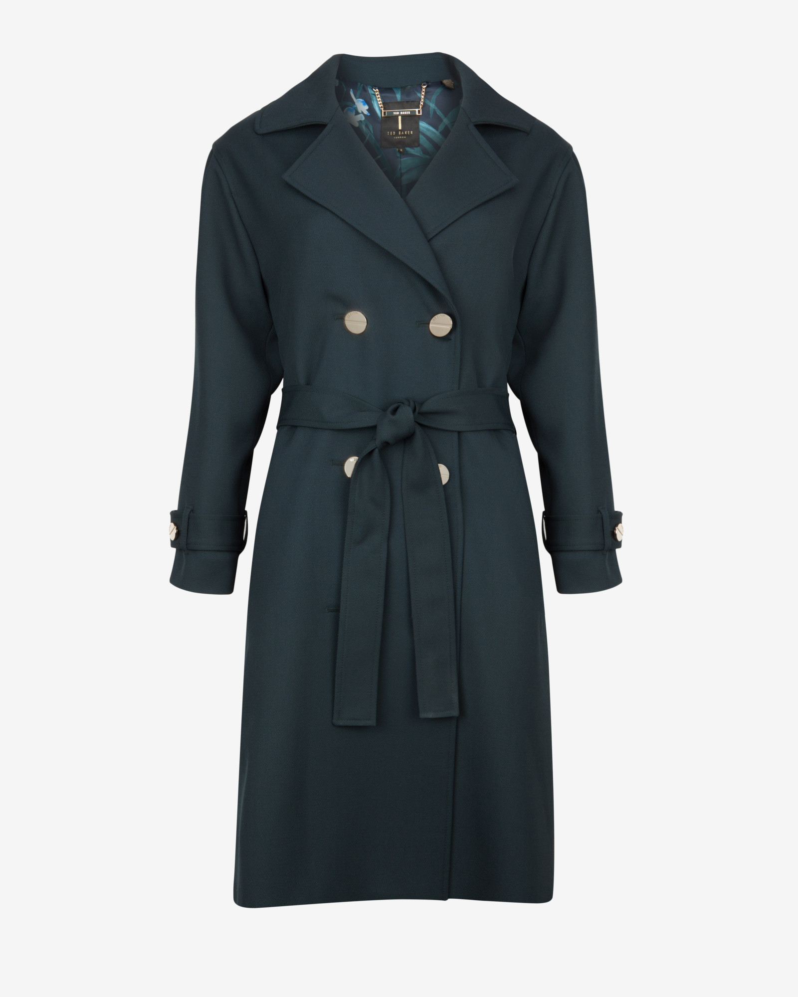 Ted Baker Wool Double Breasted Trench Coat in Dark Green (Green) - Lyst