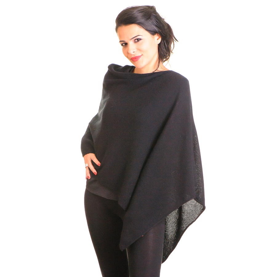 Lyst - Black.Co.Uk Classic Black Knitted Cashmere Poncho in Black